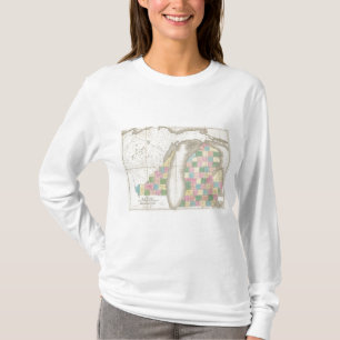Kaart van Michigan en deel van het grondgebied van T-shirt