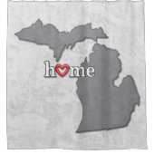 Kaart van MICHIGAN met THUIS en HART Douchegordijn (Voorkant)