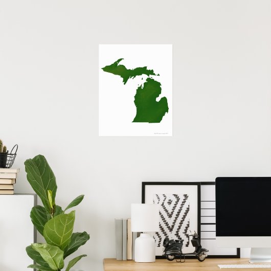 Kaart van Michigan Poster (Thuiskantoor)