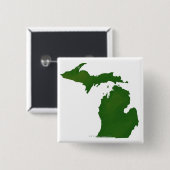 Kaart van Michigan Vierkante Button 5,1 Cm (Voorkant /achterkant)