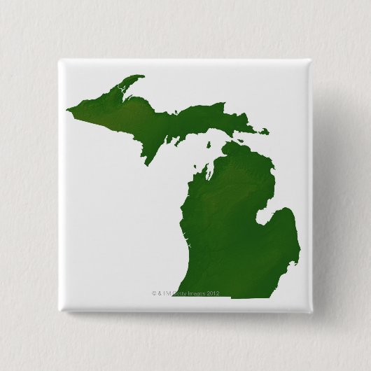 Kaart van Michigan Vierkante Button 5,1 Cm (Voorkant)