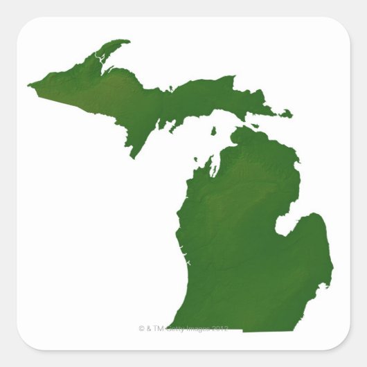 Kaart van Michigan Vierkante Sticker (Voorkant)