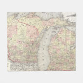  kaart van Michigan & Wisconsin (1862) Fleece Deken (Voorkant (Horizontaal))