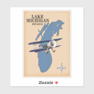 Kaart van Michiganmeer Noord-Amerika Sticker
