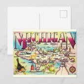 Kaart van Michigan's Upper Peninsula Briefkaart (Voorkant / Achterkant)