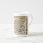 Kaart van middeleeuws Europa (door Willem Blaeu) Porselein Kop (Voorkant rechts)