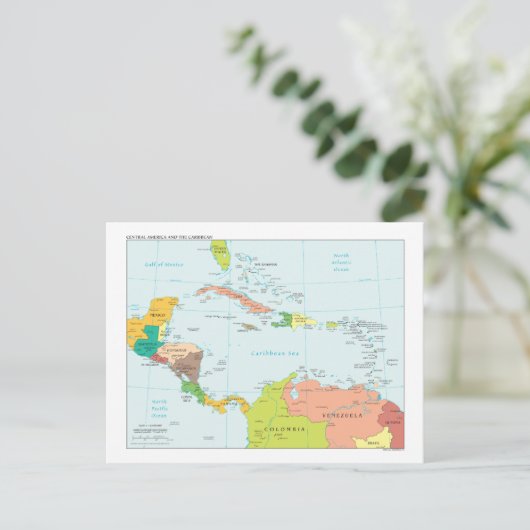 Kaart van Midden-Amerika & de Caraïben (Staand voorkant)