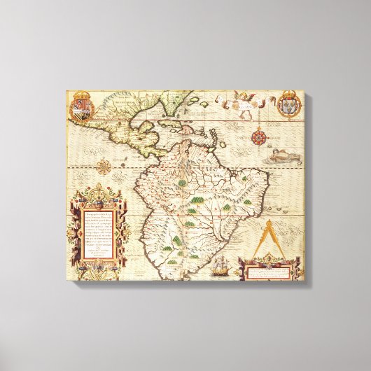 Kaart van Midden- en Zuid-Amerika Canvas Afdruk (Voorkant)