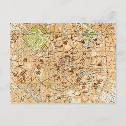  kaart van Milaan Italië (1914) (Voorkant)