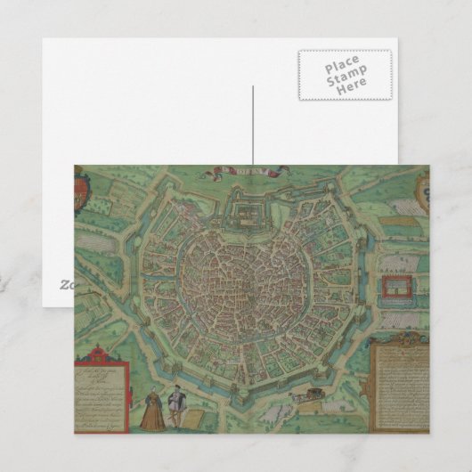 Kaart van Milaan, van "Civitates Orbis Terrarum" d (Voorkant / Achterkant)