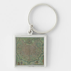 Kaart van Milaan, van "Civitates Orbis Terrarum" d Sleutelhanger