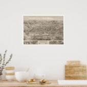 Kaart van Milford, CT vanaf 1882 Poster (Keuken)