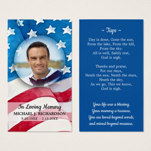 Kaart van militair veteraan Patriotic Funeral Pray (Voorkant /achterkant)