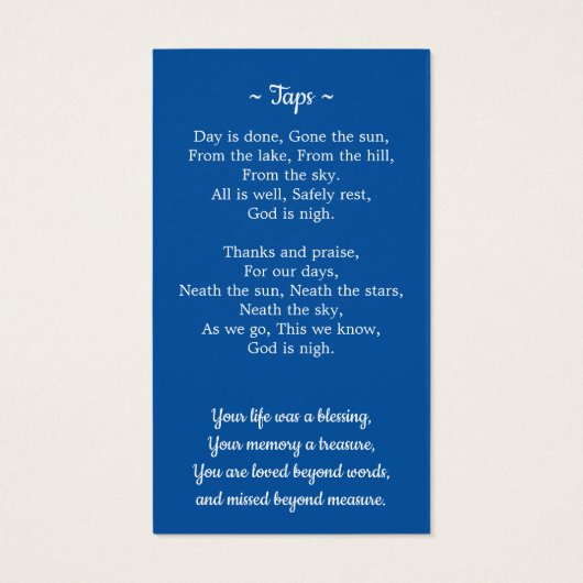 Kaart van militair veteraan Patriotic Funeral Pray (Achterkant)