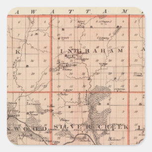 Kaart van Mills County, staat Iowa Vierkante Sticker