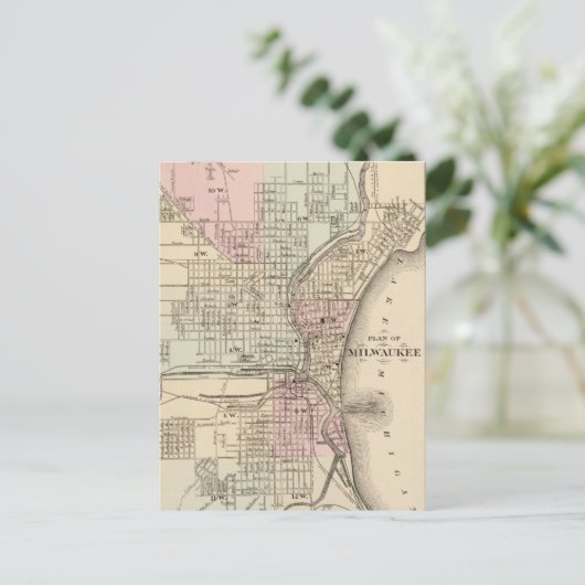  kaart van Milwaukee (1880) (Staand voorkant)