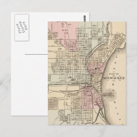  kaart van Milwaukee (1880) (Voorkant / Achterkant)