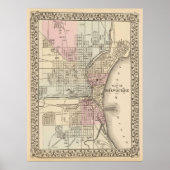  kaart van Milwaukee (1880) Poster (Voorkant)