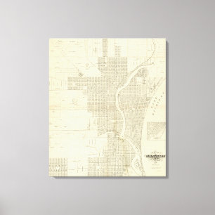 Kaart van Milwaukee Canvas Afdruk