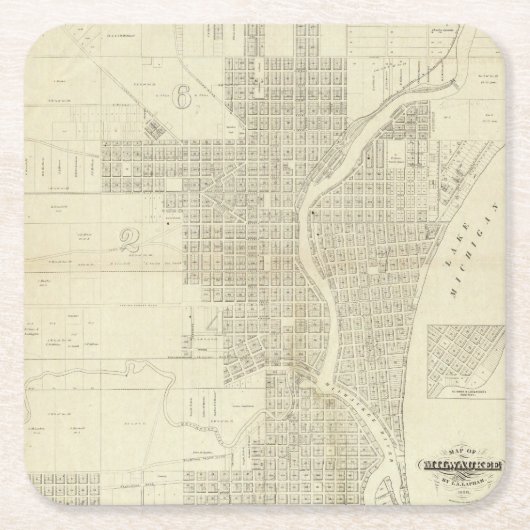 Kaart van Milwaukee Kartonnen Onderzetters (Voorkant)