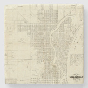 Kaart van Milwaukee Stenen Onderzetter