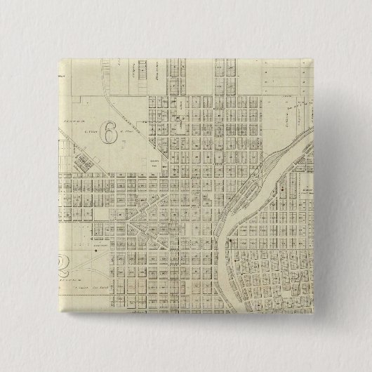 Kaart van Milwaukee Vierkante Button 5,1 Cm (Voorkant)