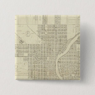 Kaart van Milwaukee Vierkante Button 5,1 Cm