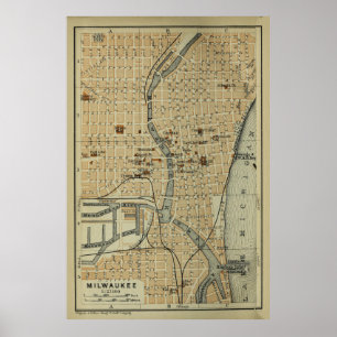kaart van Milwaukee WI (1904) Poster