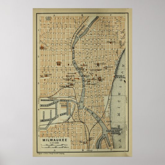  kaart van Milwaukee WI (1904) Poster (Voorkant)