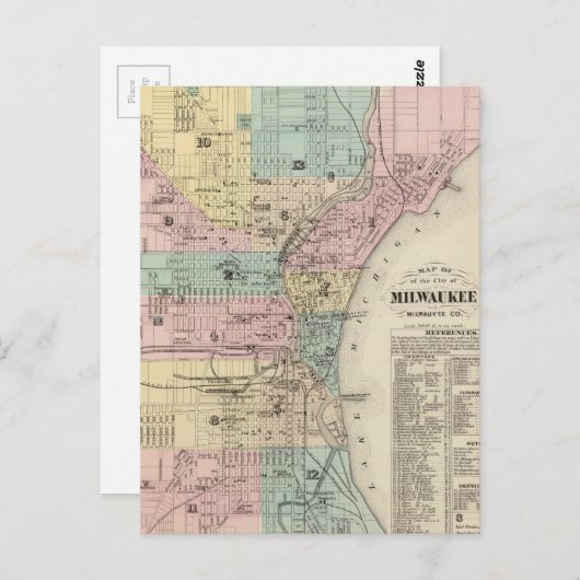 kaart van Milwaukee Wisconsin (1878) (Voorkant / Achterkant)
