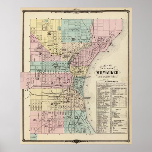  kaart van Milwaukee Wisconsin (1878) Poster (Voorkant)