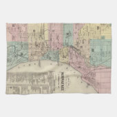  kaart van Milwaukee Wisconsin (1878) Theedoek (Horizontaal)