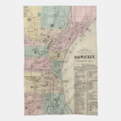  kaart van Milwaukee Wisconsin (1878) Theedoek (Verticaal)