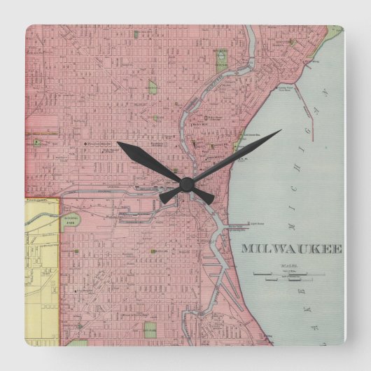 kaart van Milwaukee Wisconsin (1903) Vierkante Klok (Voorkant)