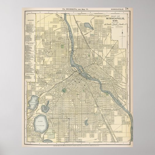  kaart van Minneapolis MN (1891) Poster (Voorkant)