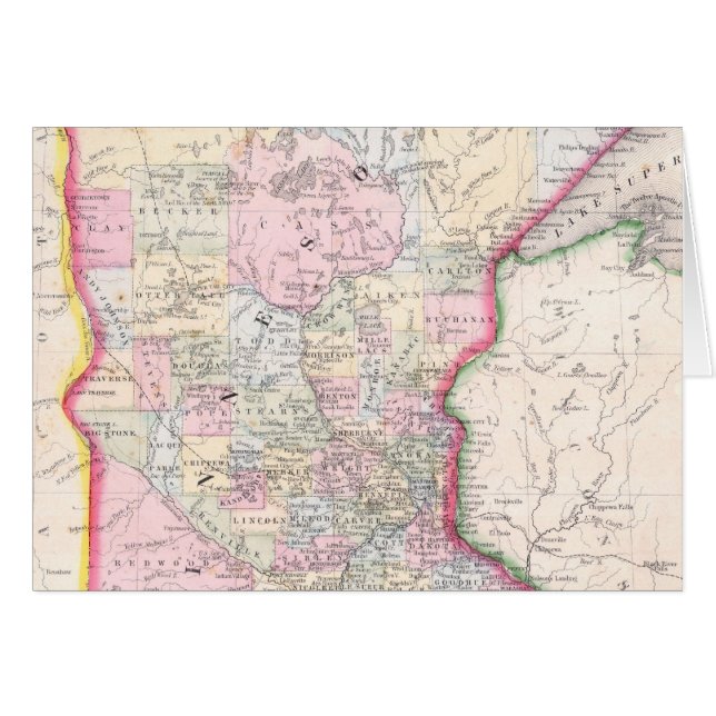  kaart van Minnesota (1864) (Voorkant Horizontaal)