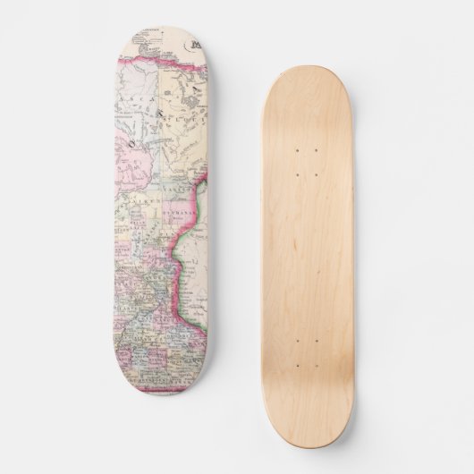  kaart van Minnesota (1864) Persoonlijk Skateboard (Voorkant)