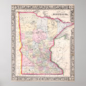  kaart van Minnesota (1864) Poster (Voorkant)