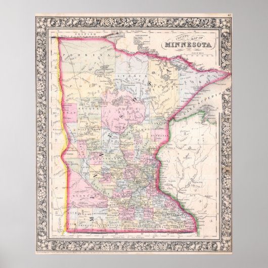  kaart van Minnesota (1864) Poster (Voorkant)