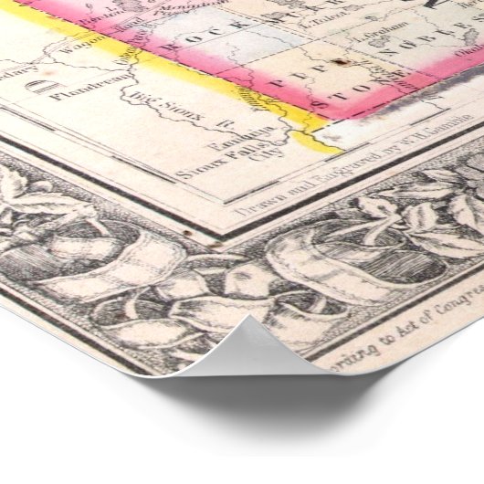  kaart van Minnesota (1864) Poster (Hoek)