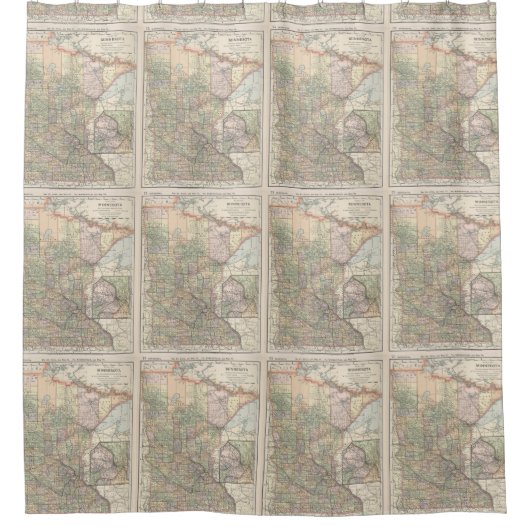 kaart van Minnesota (1891) Douchegordijn (Voorkant)