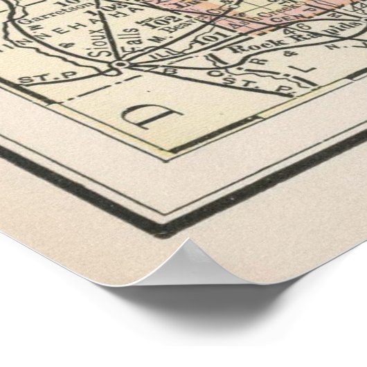  kaart van Minnesota (1891) Poster (Hoek)