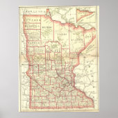  kaart van Minnesota (1893) Poster (Voorkant)