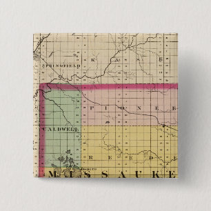 Kaart van Missaukee County, Michigan Vierkante Button 5,1 Cm
