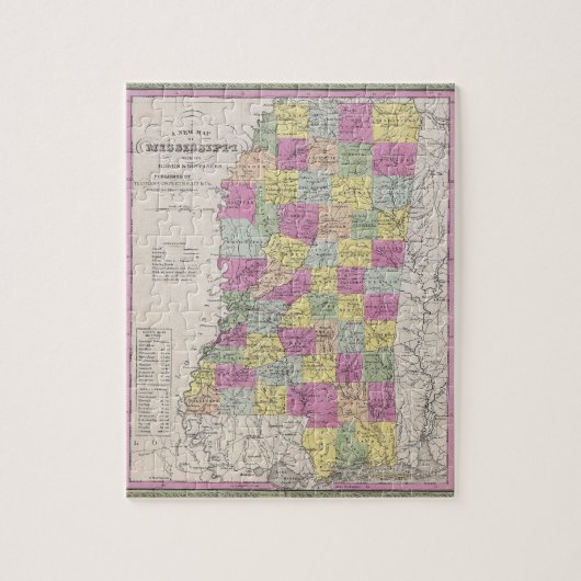  kaart van Mississippi (1853) Legpuzzel (Verticaal)