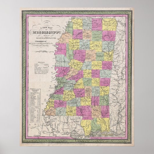  kaart van Mississippi (1853) Poster (Voorkant)