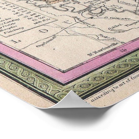  kaart van Mississippi (1853) Poster (Hoek)