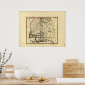 Kaart van Mississippi en Alabama van 1810 Poster (Keuken)