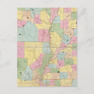 Kaart van Mississippi, Louisiana en Arkansas