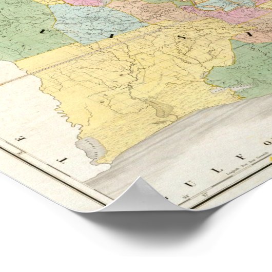 Kaart van Mississippi, Louisiana en Arkansas Poster (Hoek)